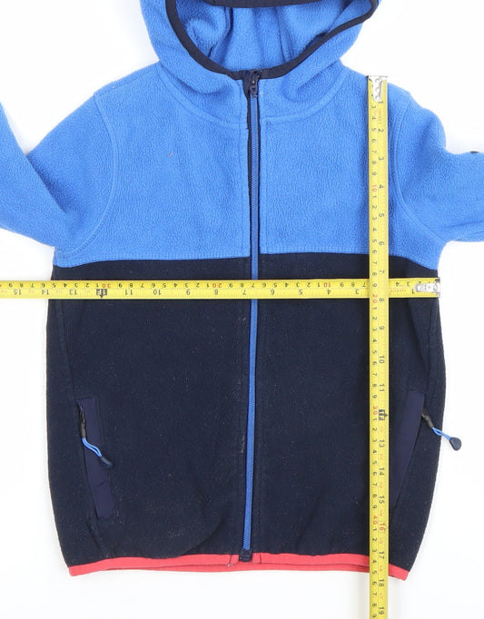 Joules Boys Blue Black Hooded Fleece Jacket Age 6 Years Full Zip