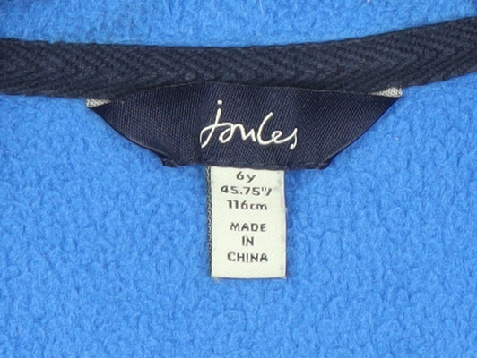 Joules Boys Blue Black Hooded Fleece Jacket Age 6 Years Full Zip