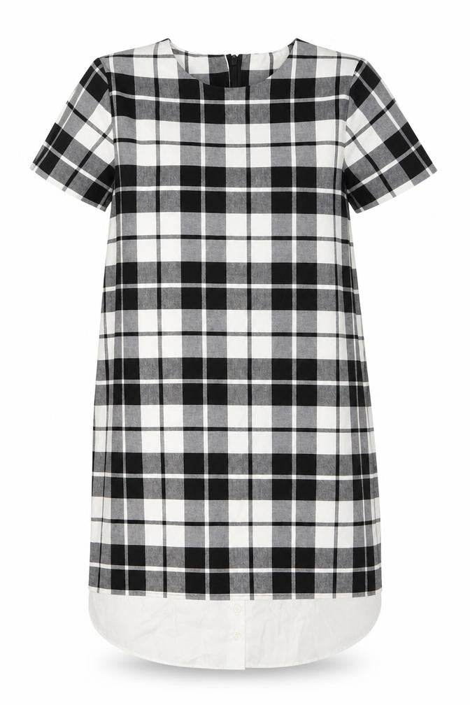Zara Women Black Check Short Sleeve Shift Dress Size S
