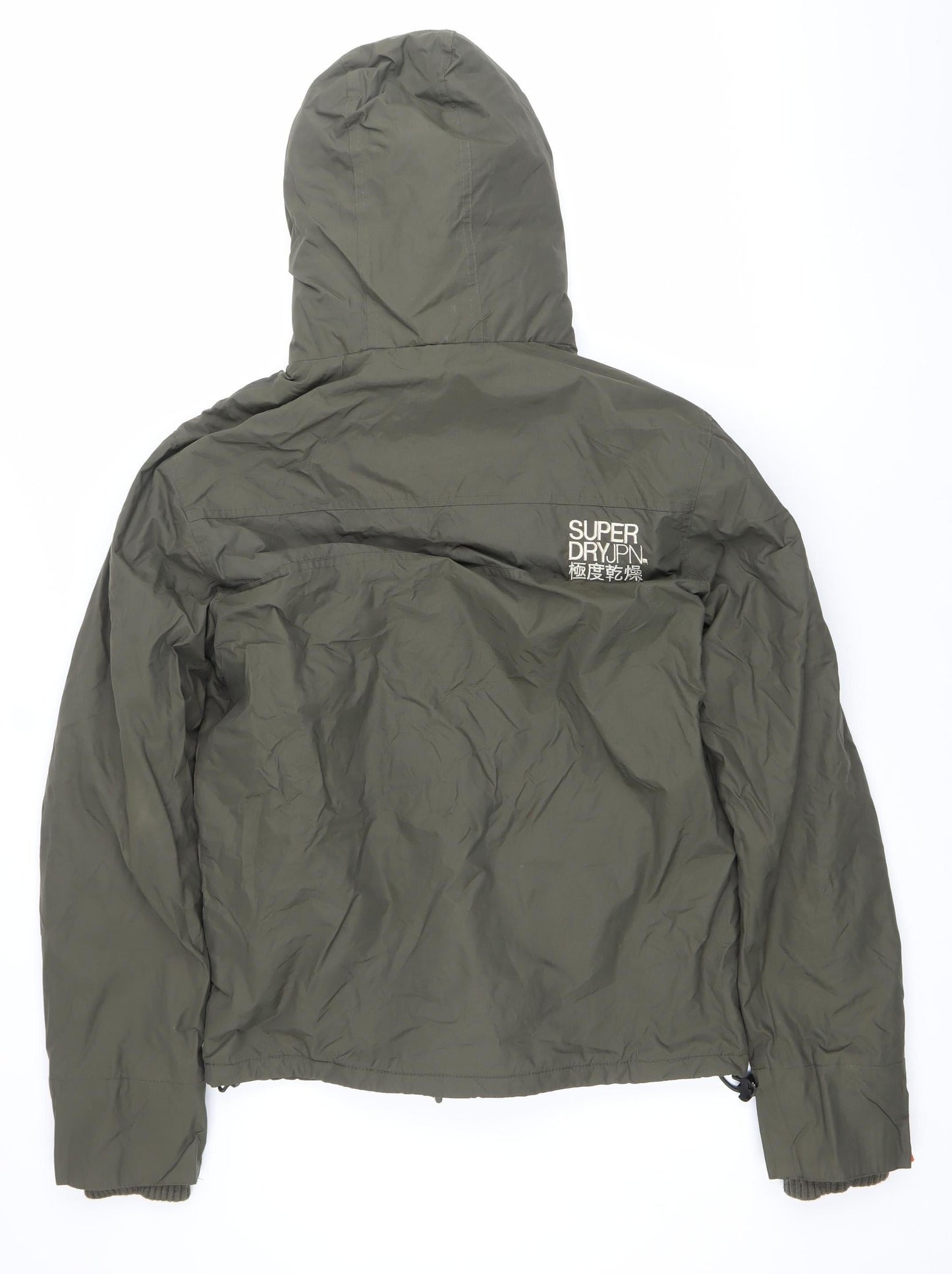Superdry Women Green L Hooded Windbreaker Jacket Lined Zip Pockets