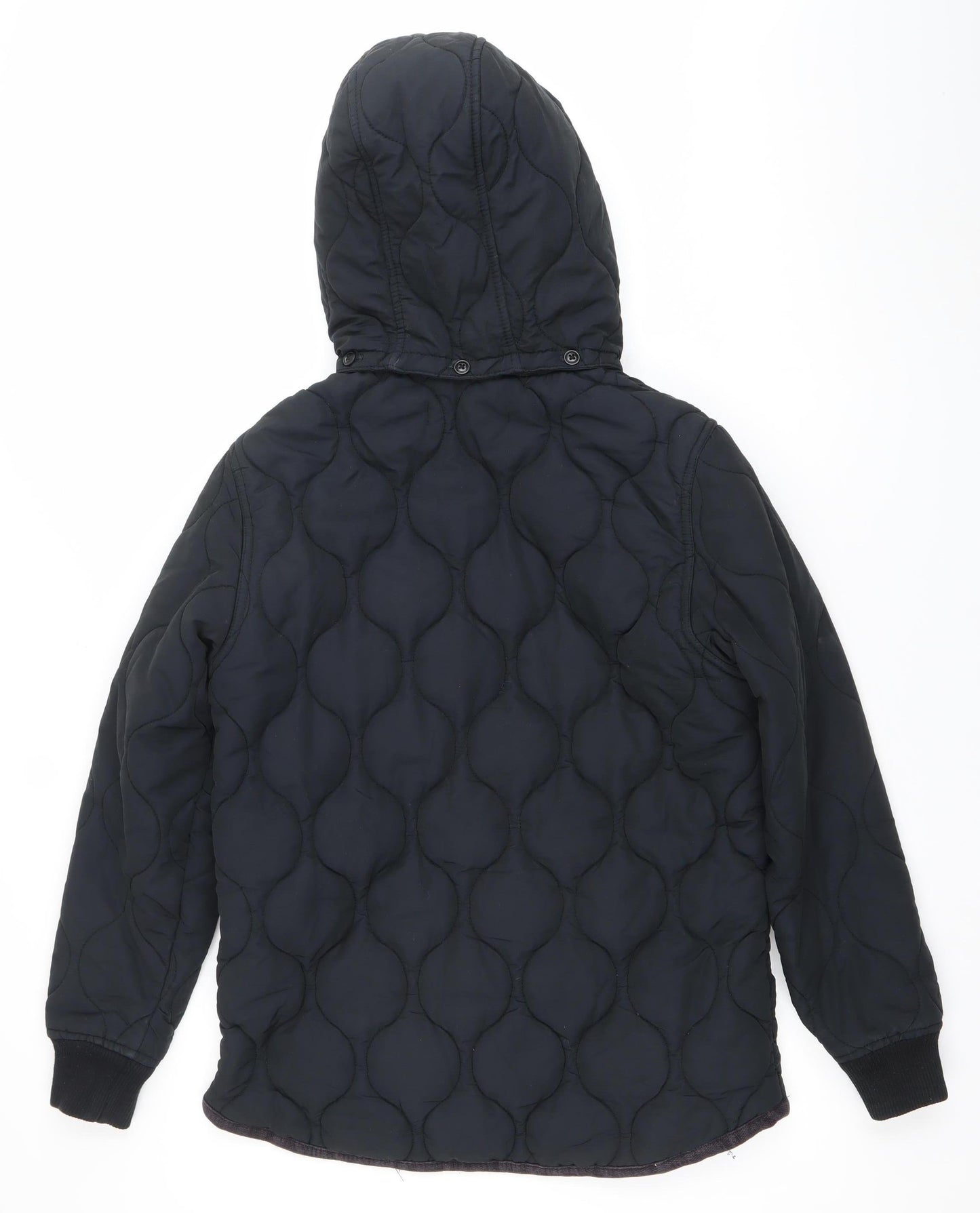 Lyle & Scott Men's Black Quilted Hooded Jacket Size M Cotton Nylon