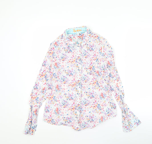 Boden Womens Multicoloured Floral Cotton Button-Up Shirt UK 10