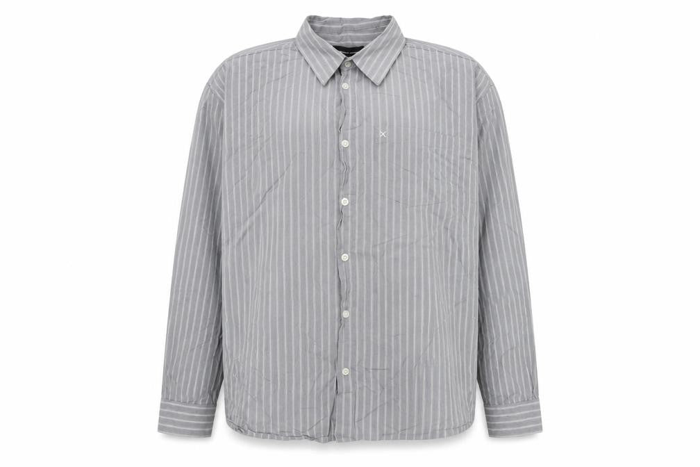 Clean Cut Copenhagen Men's Grey 2XL Striped Long Sleeve Casual Shirt