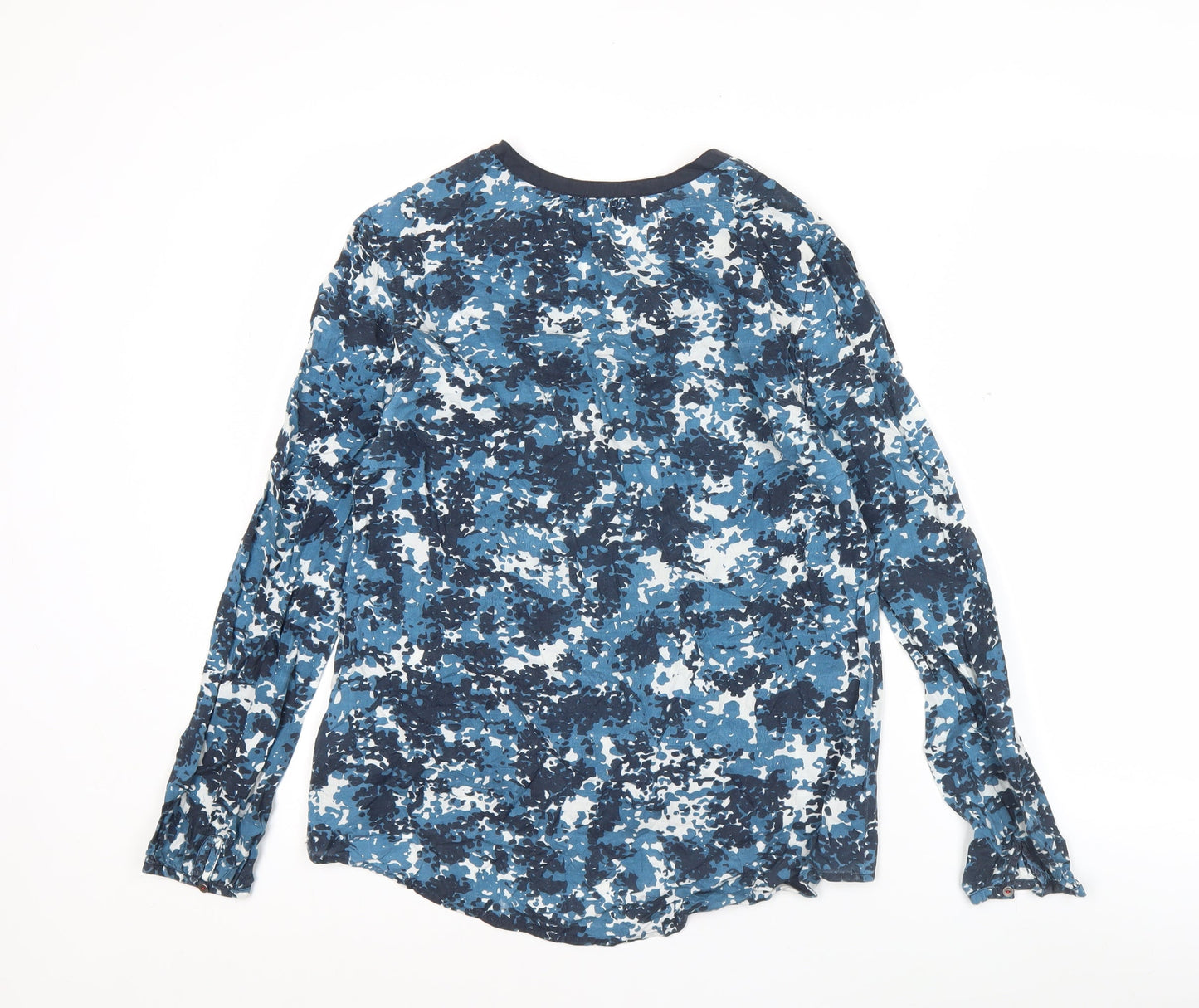 Tommy Hilfiger Womens Blue Camouflage Viscose Tunic Blouse S