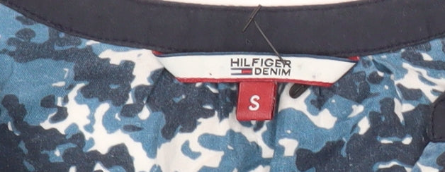 Tommy Hilfiger Womens Blue Camouflage Viscose Tunic Blouse S