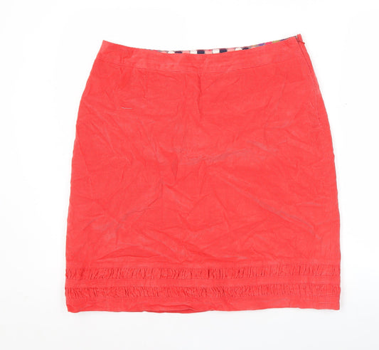 Boden Women’s Red Corduroy Pencil Skirt Size 14 Knee Length Lined