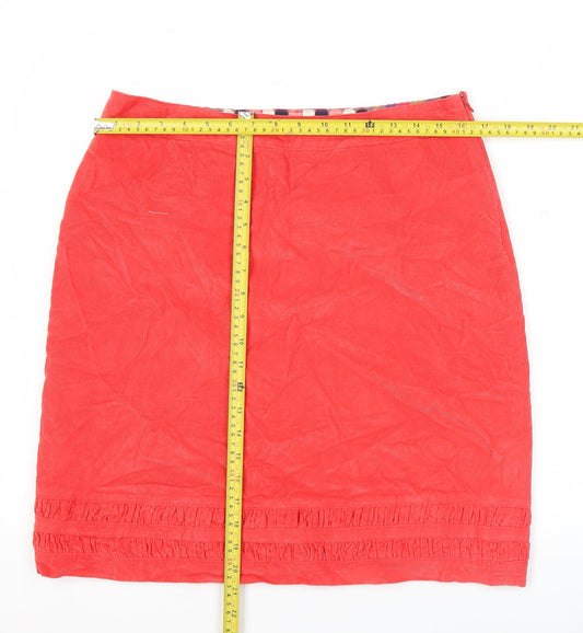 Boden Women’s Red Corduroy Pencil Skirt Size 14 Knee Length Lined