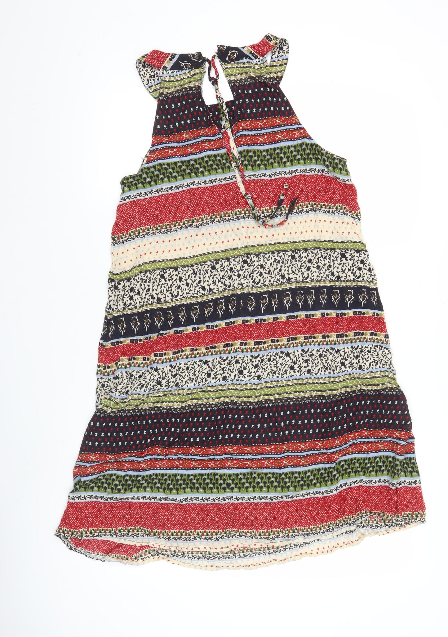 FatFace Womens Multicoloured Size 12 A-Line Halter Knee Length Dress