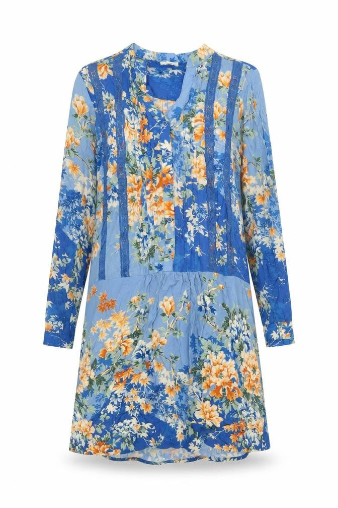 Tiny Women’s XS Blue Floral Viscose Knee Length A-Line Dress