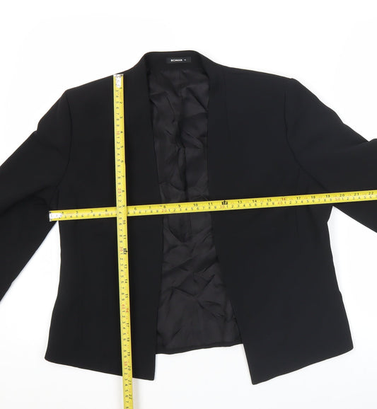Roman Women Black Blazer Size 12 Tailored Shawl Collar Jacket