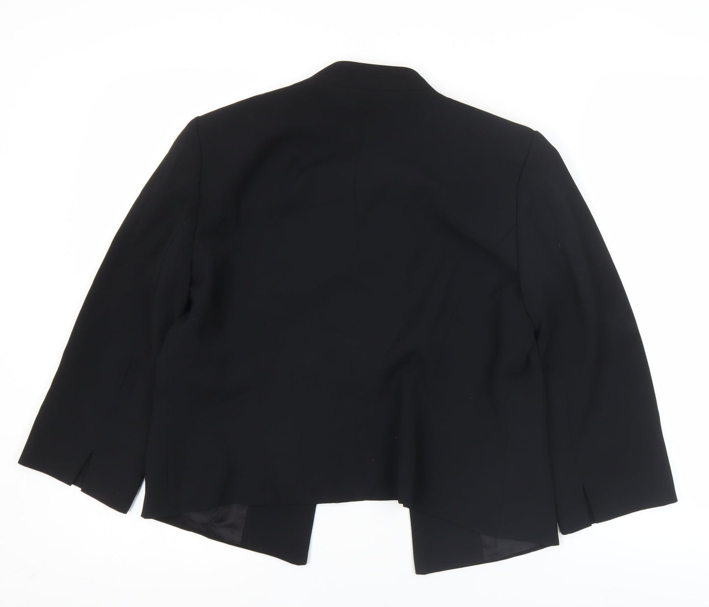 Roman Women Black Blazer Size 12 Tailored Shawl Collar Jacket