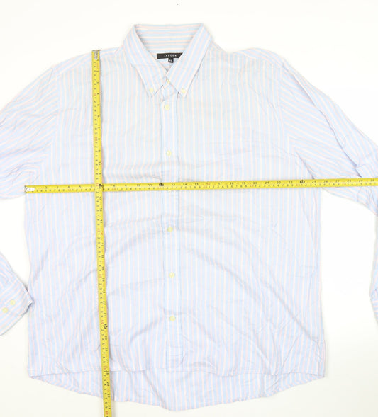 Jaeger Men’s Blue 2XL Striped Cotton Long Sleeve Button-Up Shirt