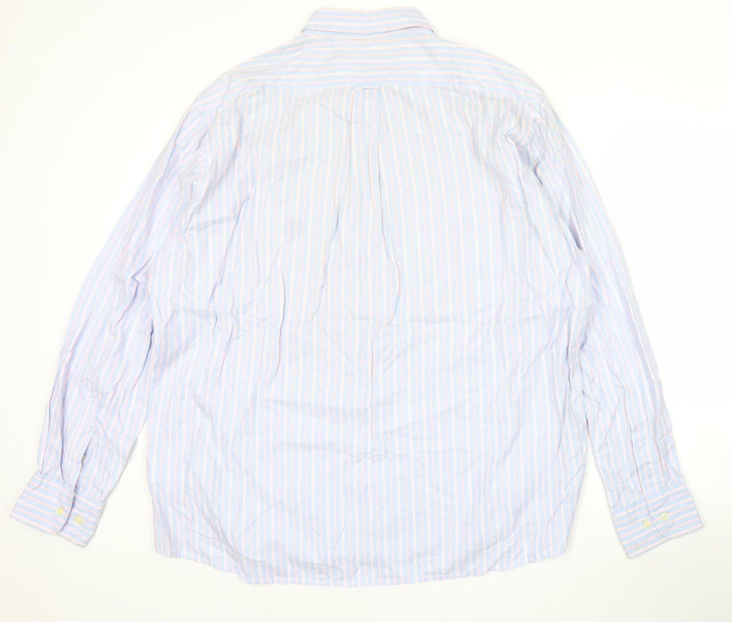 Jaeger Men’s Blue 2XL Striped Cotton Long Sleeve Button-Up Shirt