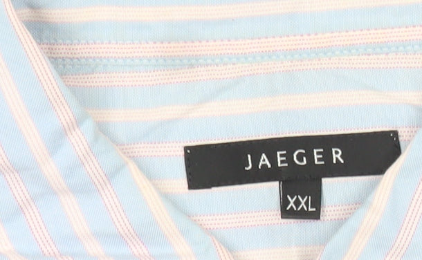 Jaeger Men’s Blue 2XL Striped Cotton Long Sleeve Button-Up Shirt