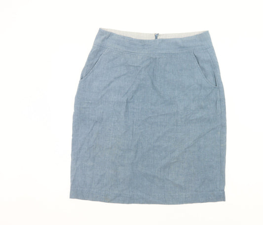 Rohan Women’s Blue Linen Blend Pencil Skirt Size 12