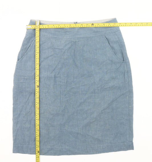 Rohan Women’s Blue Linen Blend Pencil Skirt Size 12