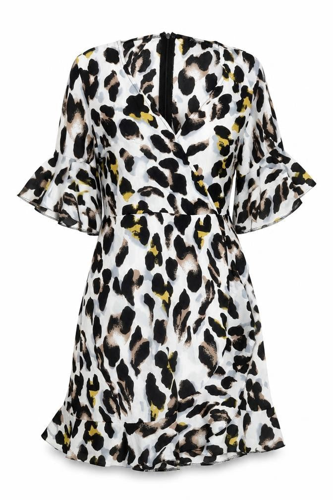 AX Paris Women’s Multicoloured Leopard Print Wrap Dress Size 10