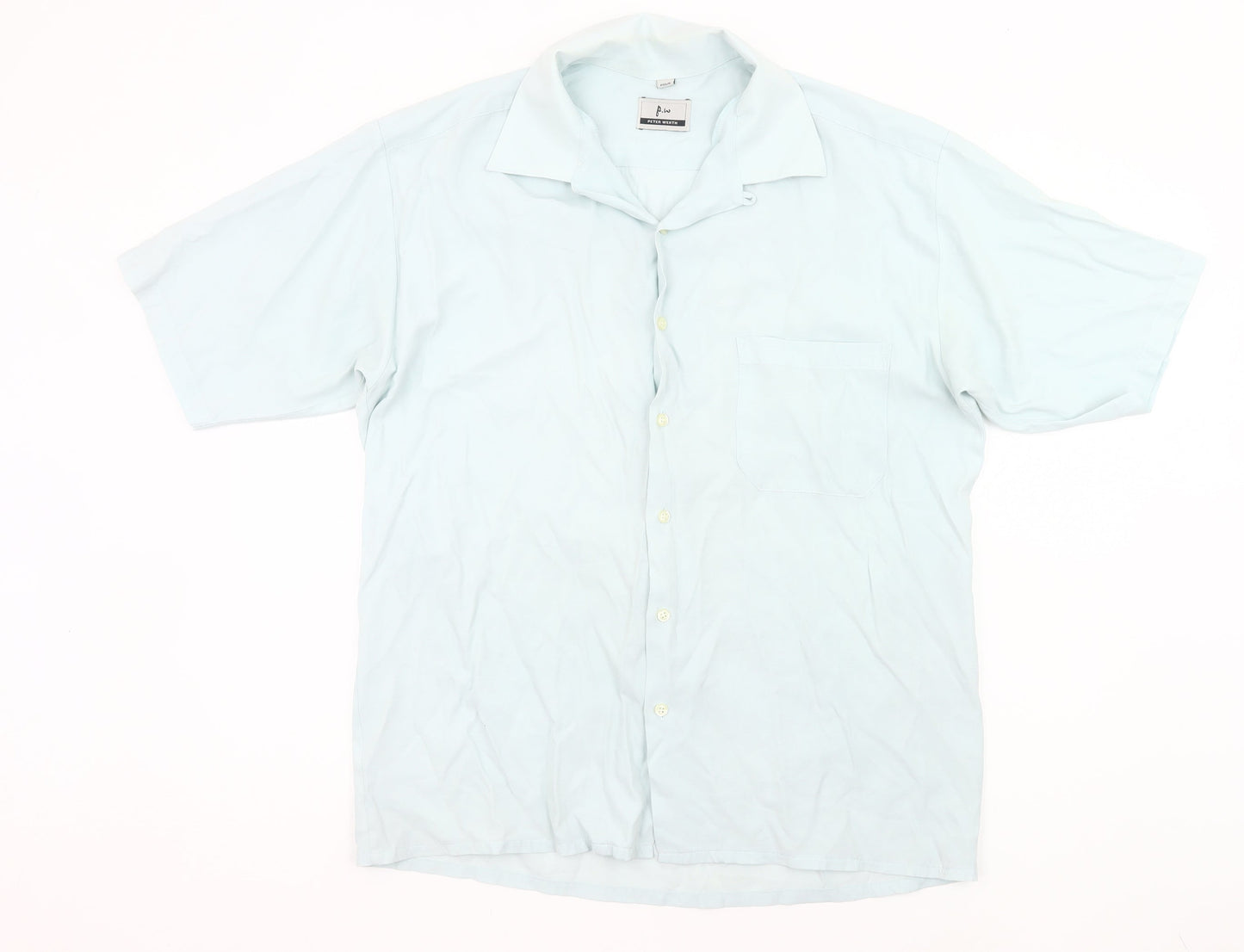 Peter Werth Men’s Blue Short Sleeve Button-Up Shirt L