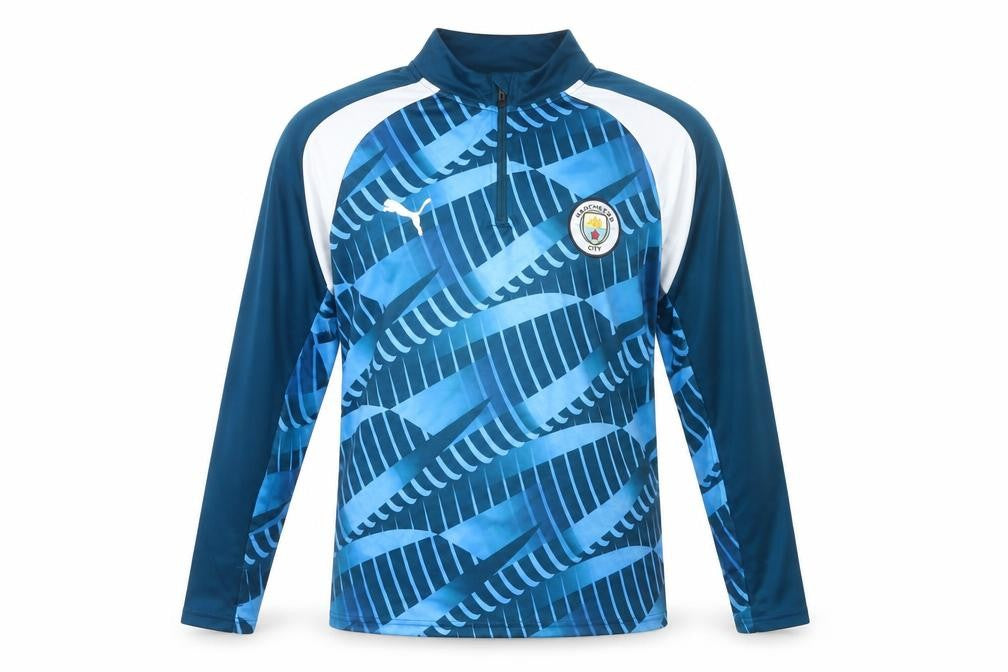 Mens UK S Athletic PUMA Blue 1/4 Zip Sweatshirt