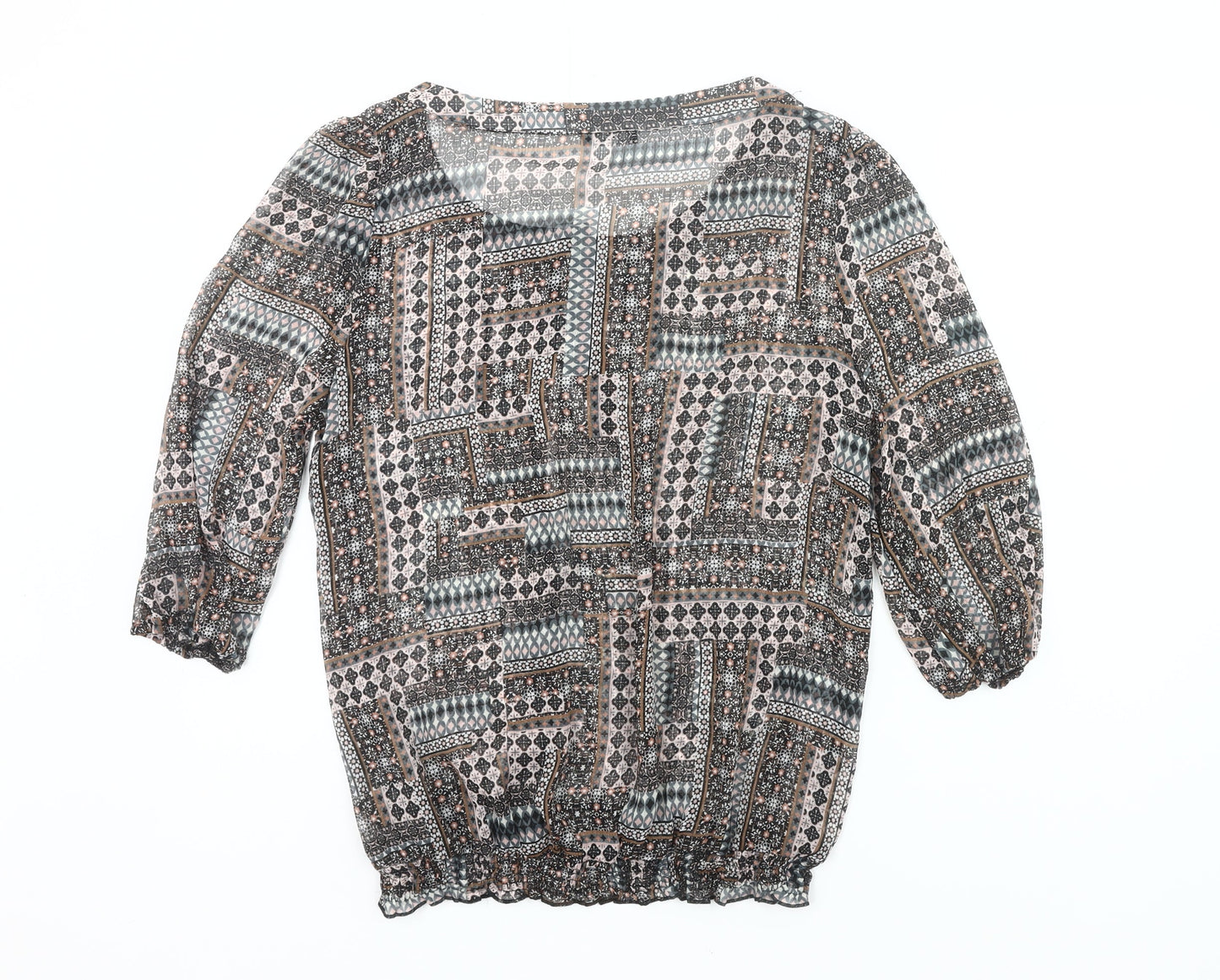 M&Co. Women’s Multicoloured Size 18 Boho Tunic Blouse 3/4 Sleeve