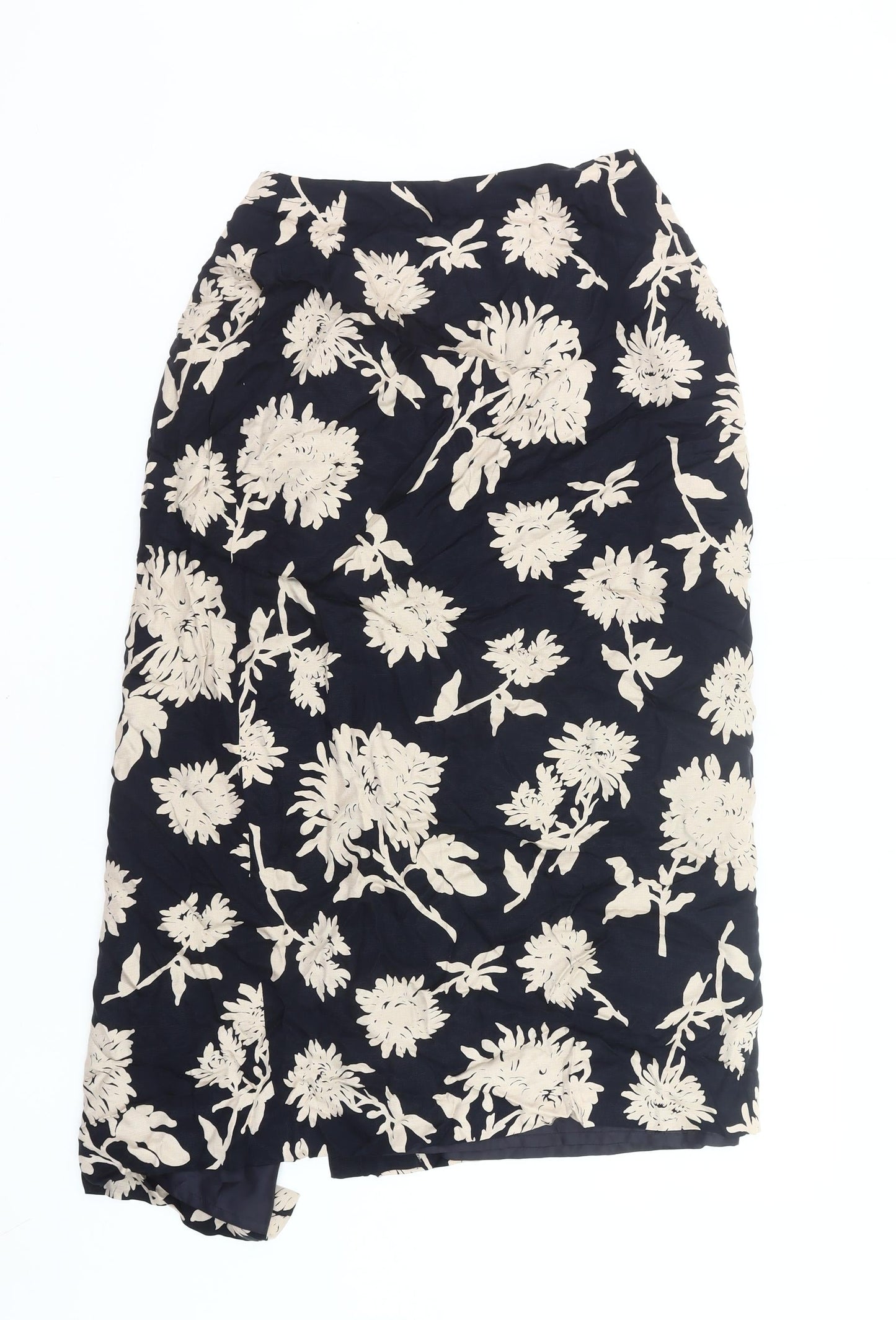 Country Casuals Women’s Black Floral Wrap Midi Skirt Size 10 Cupro