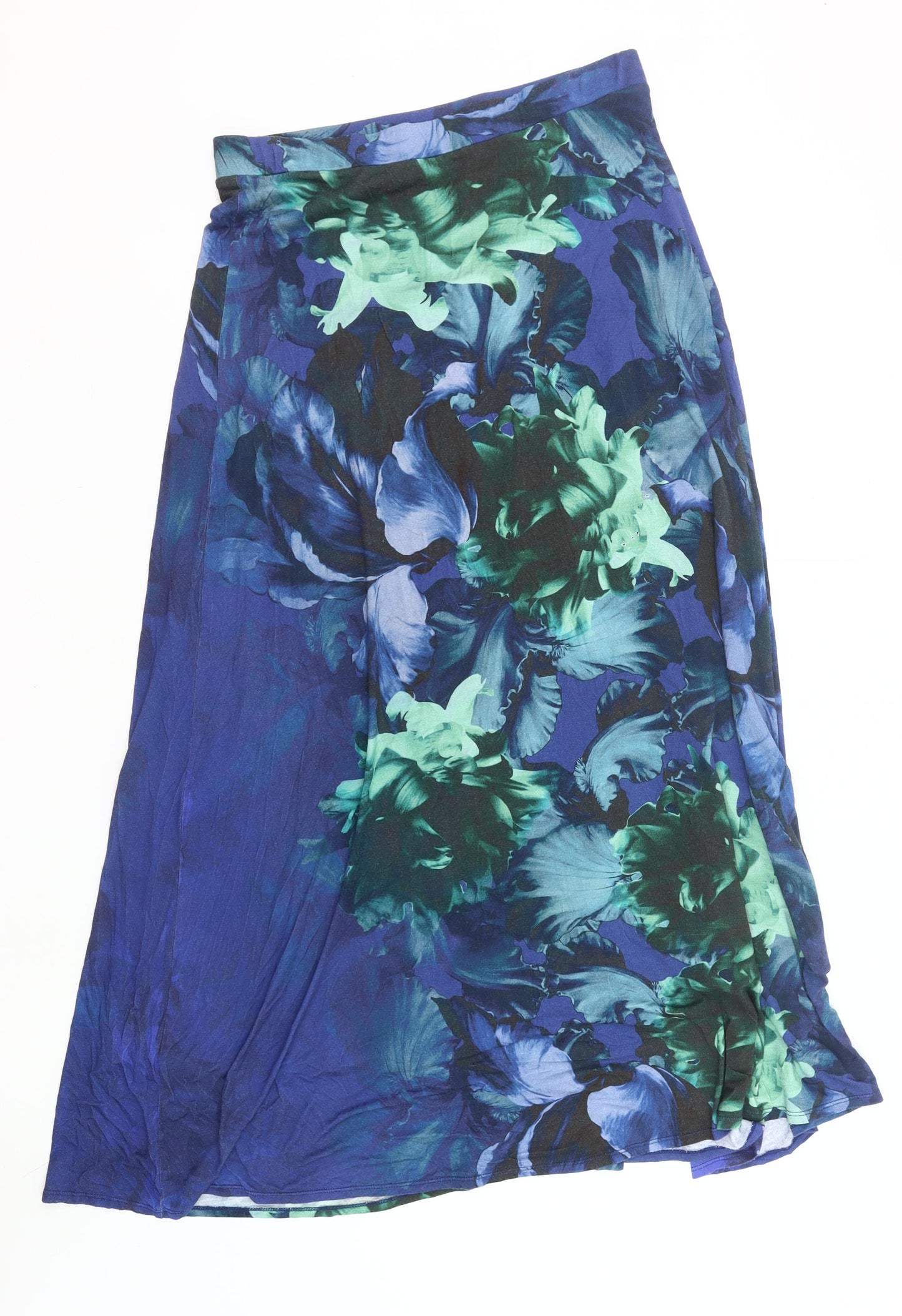 Phase Eight Womens Blue Floral Midi A-Line Skirt Size 16