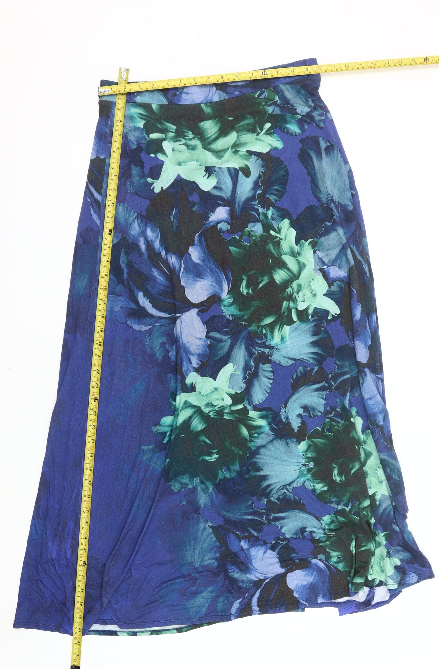 Phase Eight Womens Blue Floral Midi A-Line Skirt Size 16
