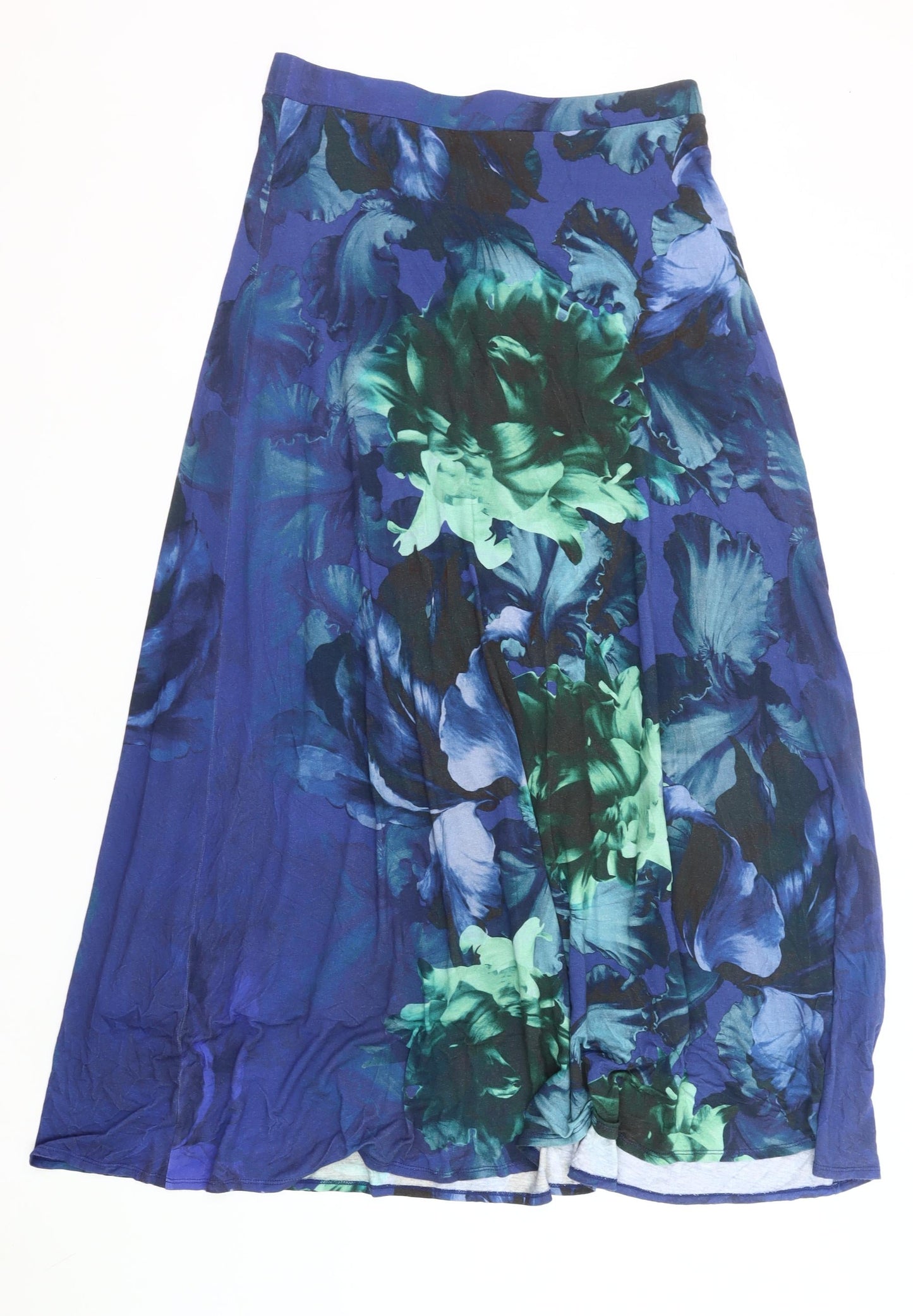 Phase Eight Womens Blue Floral Midi A-Line Skirt Size 16