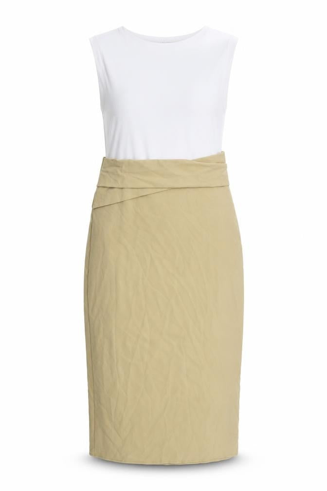 Zara Women’s Beige White Sheath Dress Size 12 Knee Length