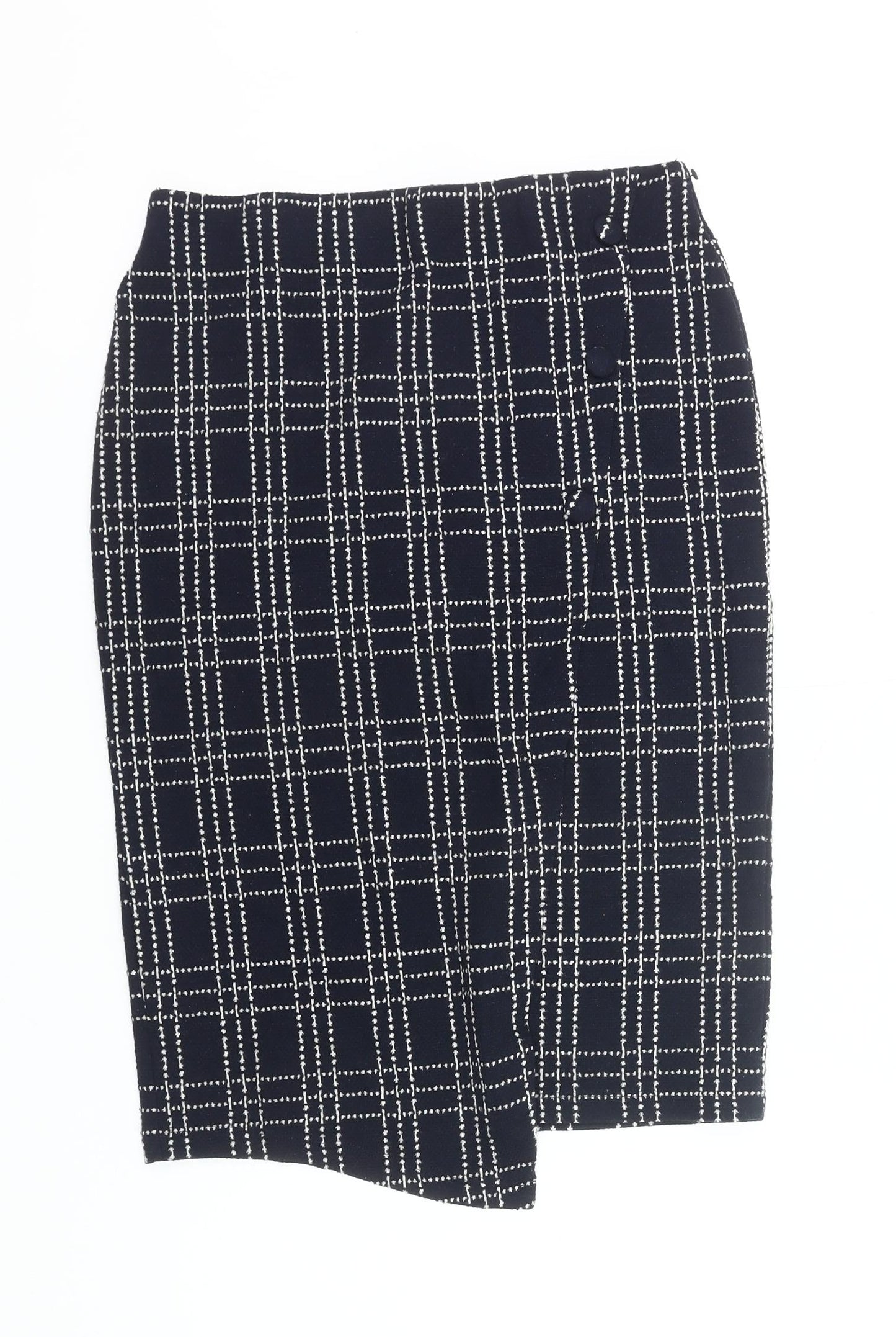 Next Women Black Check Pencil Skirt Size 12 Workwear