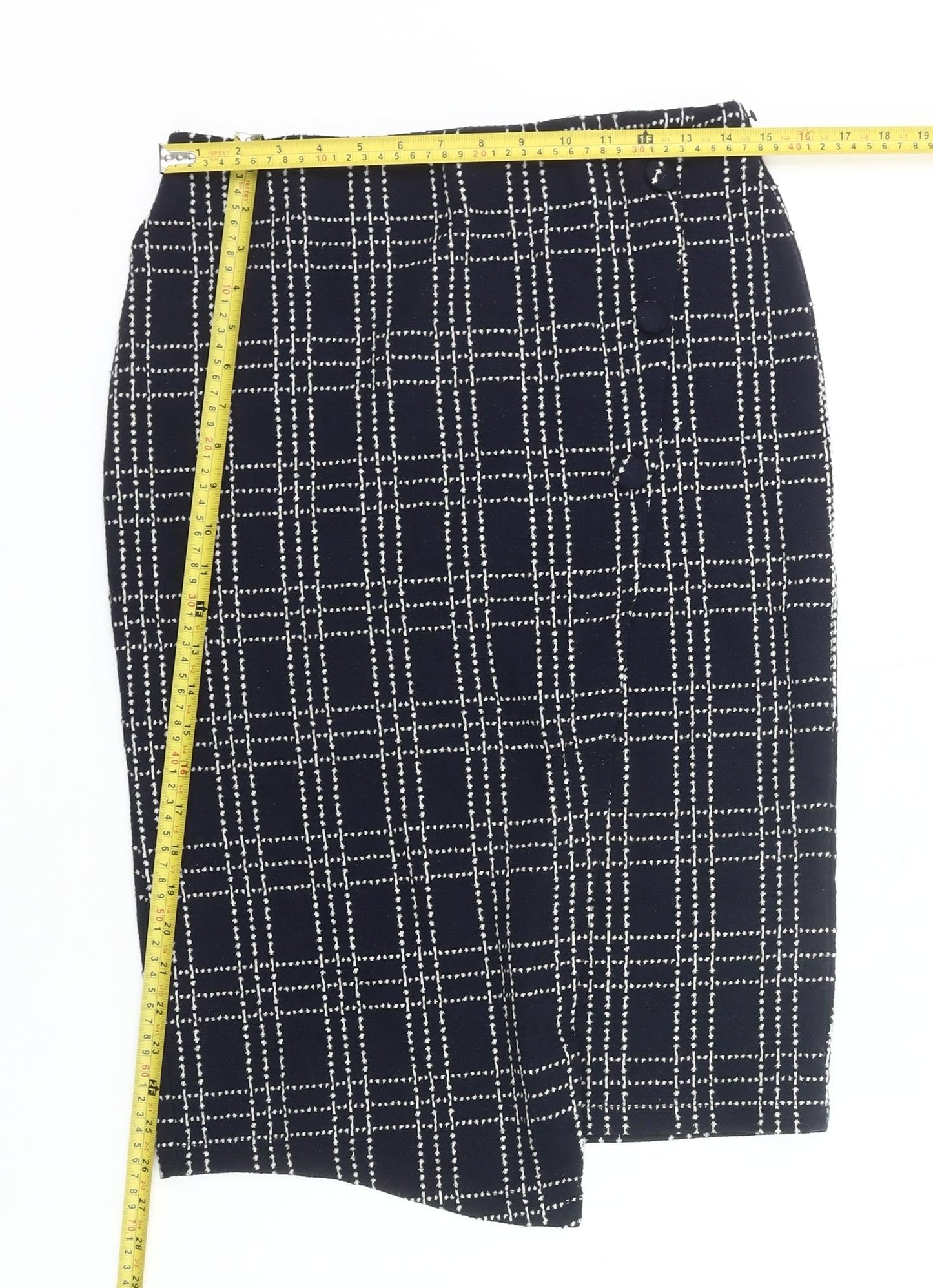 Next Women Black Check Pencil Skirt Size 12 Workwear