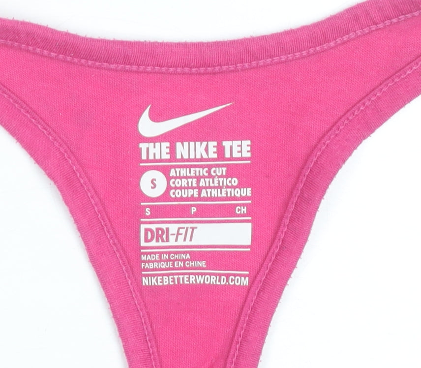 Nike Womens Pink Dri-FIT Racerback Tank Top S Sports Gym