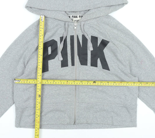 Victoria's Secret PINK Womens Grey XS Full Zip Hoodie Sweatshirt