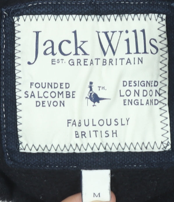 Jack Wills Mens Black Pullover Hoodie M Regular Fit Graphic Logo