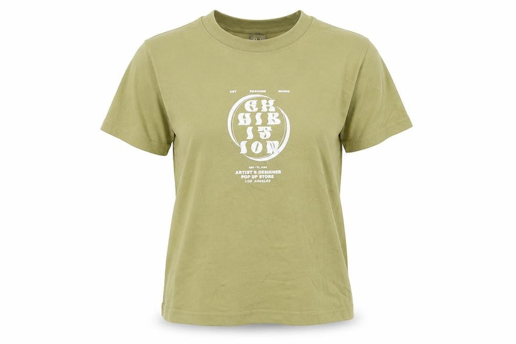 PrettyLittleThing Women Green UK 16 Graphic Print Basic T-Shirt
