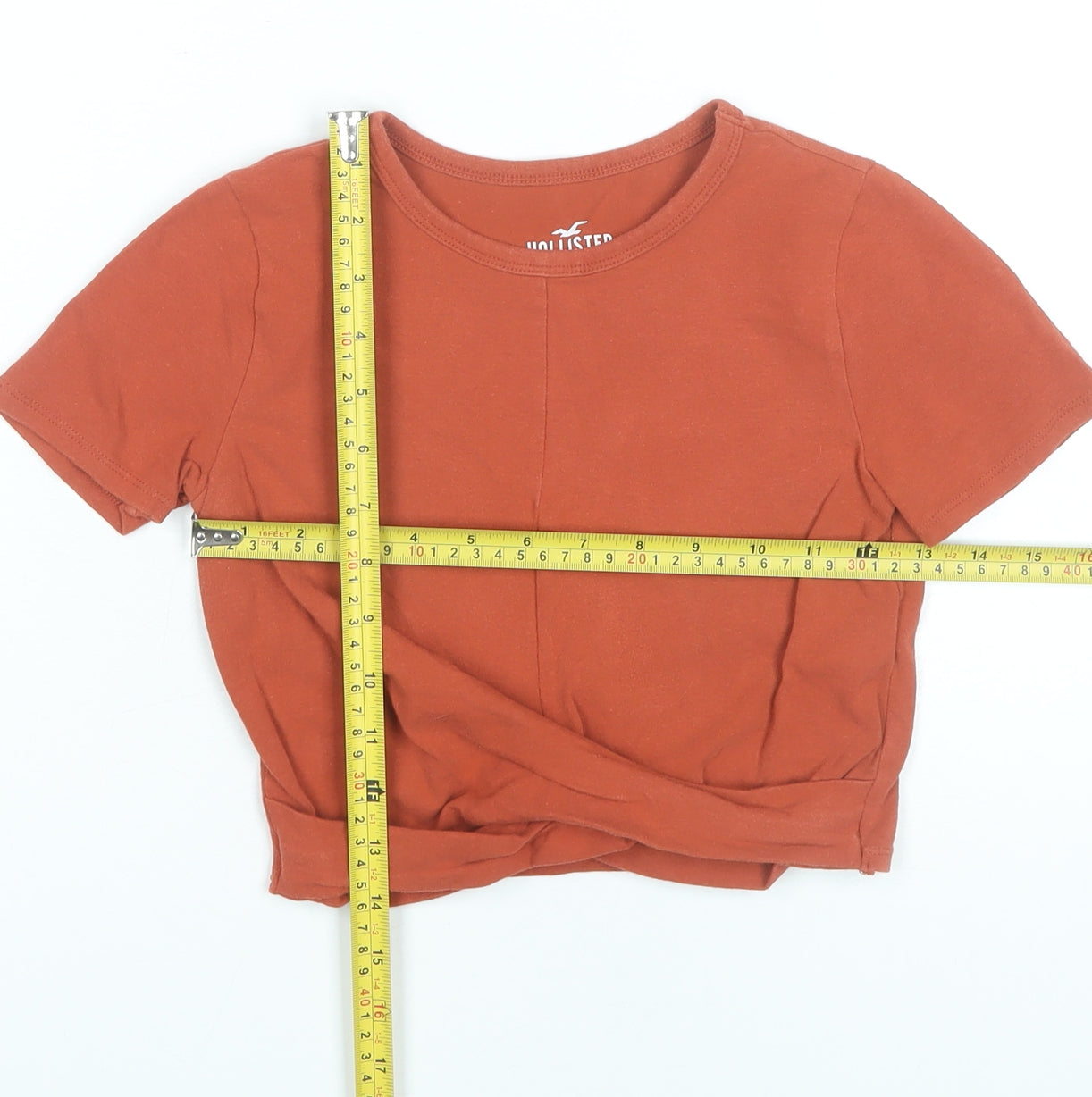 Hollister Women’s Brown XS Cropped Slim Fit T-Shirt