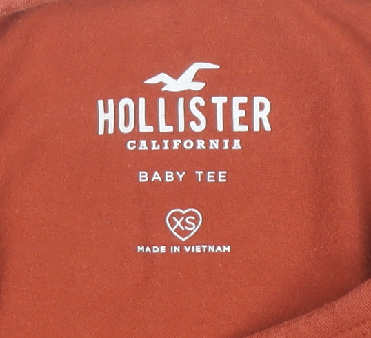 Hollister Women’s Brown XS Cropped Slim Fit T-Shirt