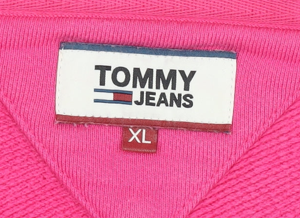 Tommy Jeans Womens Pink XL Pullover Sweatshirt Logo Graphic Casual