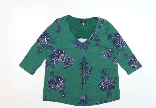 Joules Womens Green Floral Tunic Blouse Size 14 Viscose Stretch