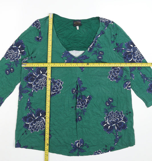 Joules Womens Green Floral Tunic Blouse Size 14 Viscose Stretch