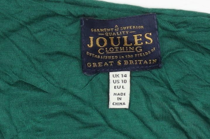 Joules Womens Green Floral Tunic Blouse Size 14 Viscose Stretch