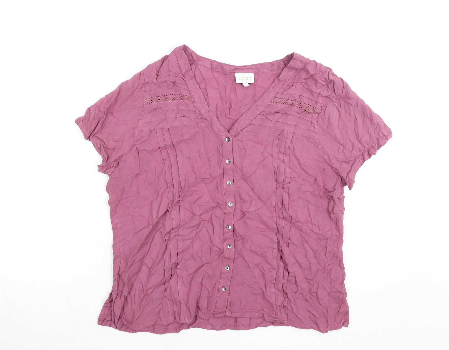 East Women’s Pink Viscose Button-Up Blouse Size 16