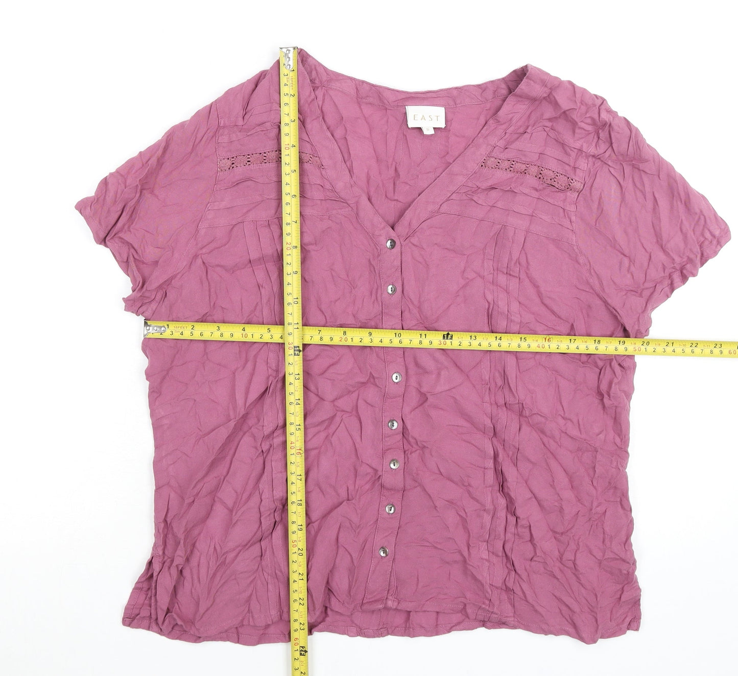 East Women’s Pink Viscose Button-Up Blouse Size 16