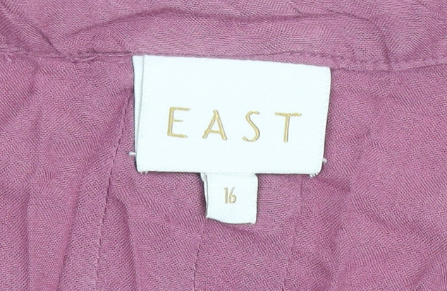 East Women’s Pink Viscose Button-Up Blouse Size 16