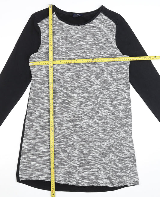 Gap Women’s Black Grey Shift Dress L Long Sleeve Jersey Cotton