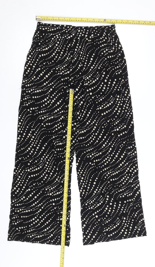 JD Williams Women’s Black Polka Dot Wide-Leg Viscose Trousers Size 10