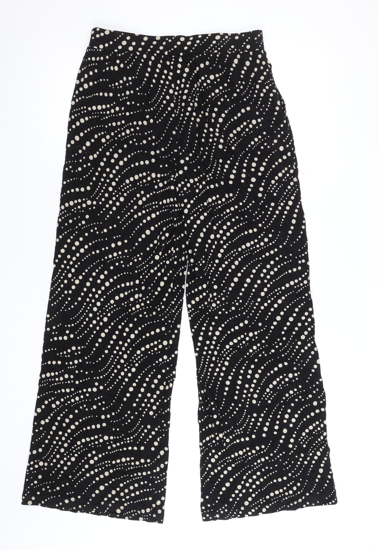 JD Williams Women’s Black Polka Dot Wide-Leg Viscose Trousers Size 10