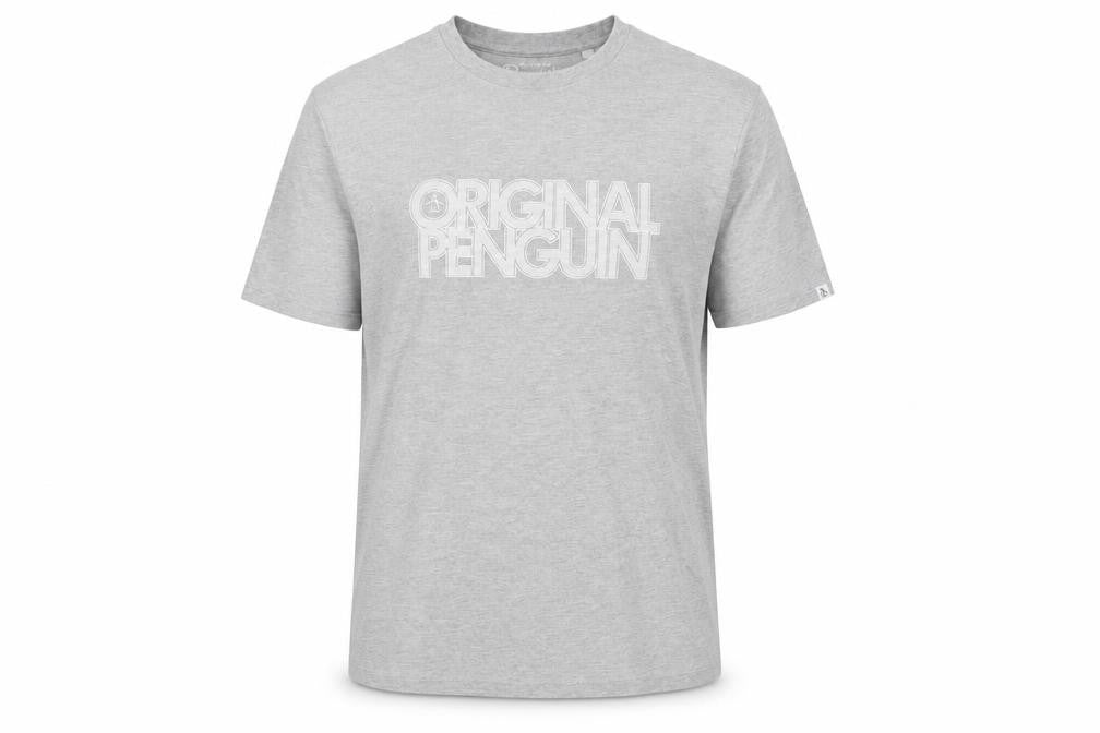 Original Penguin Men's Grey Medium Logo Graphic T-Shirt Cotton Blend