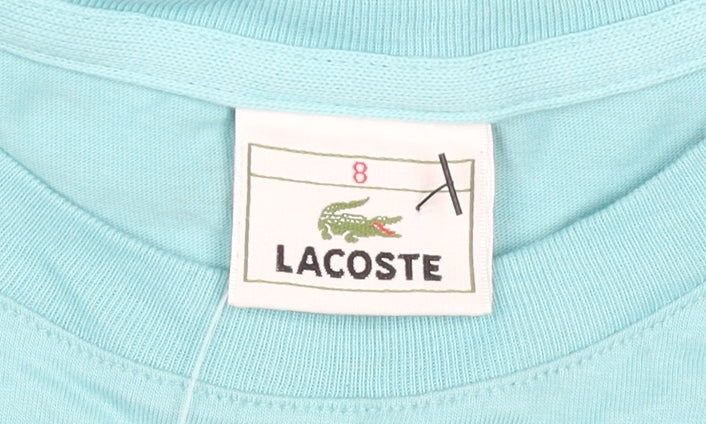 Lacoste Boys Blue Crew Neck Logo T-Shirt 8 Years Short Sleeve Cotton