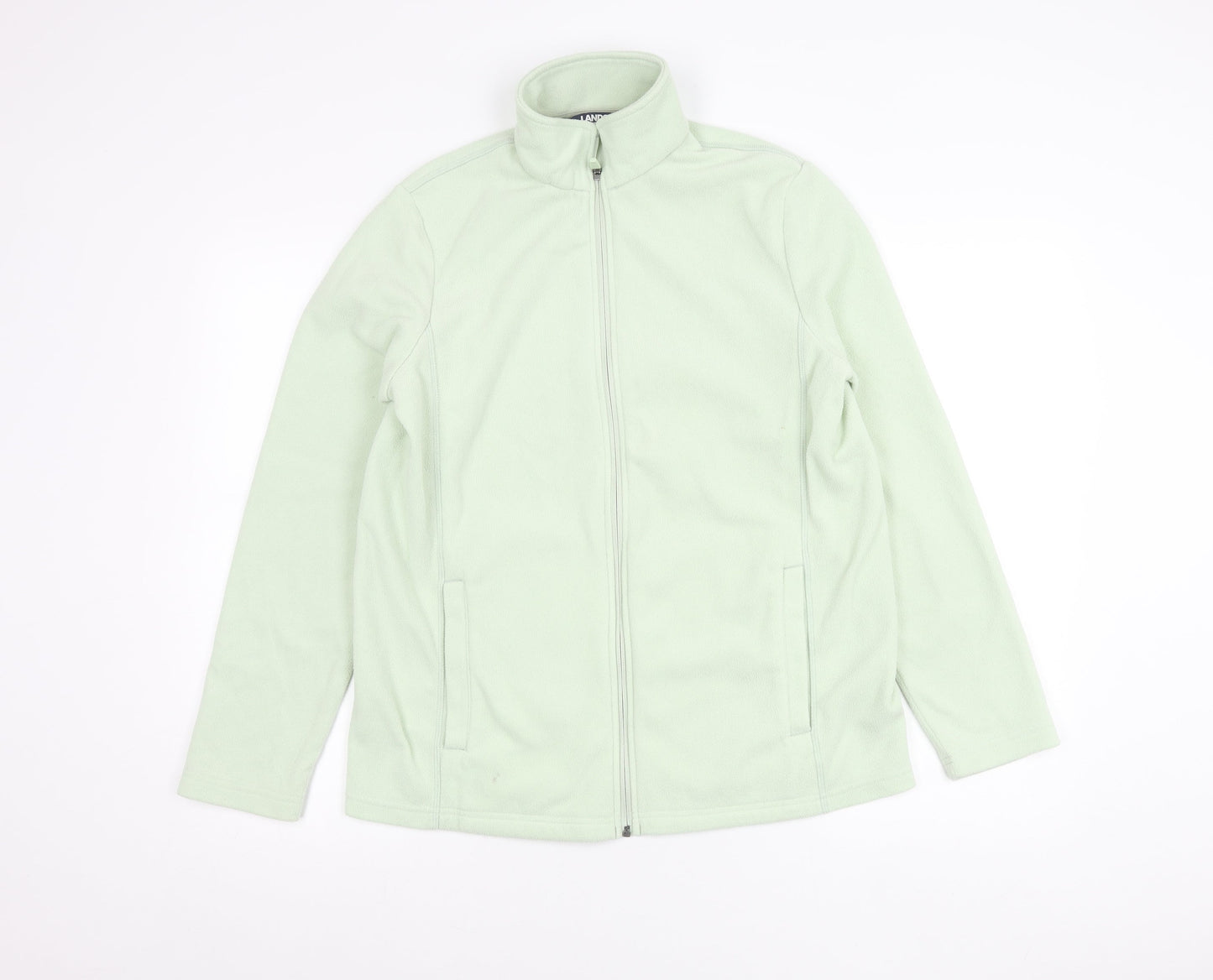 Lands' End Women's Green Fleece Full Zip Jacket Size M